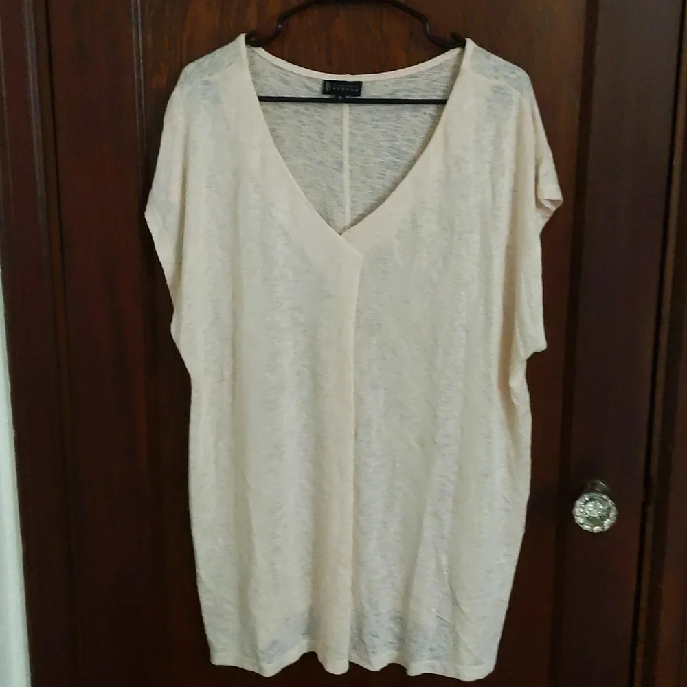 Collection by Bobeau Short Sleeve Light Pink V Neck Lightweight Shirt Size 3X